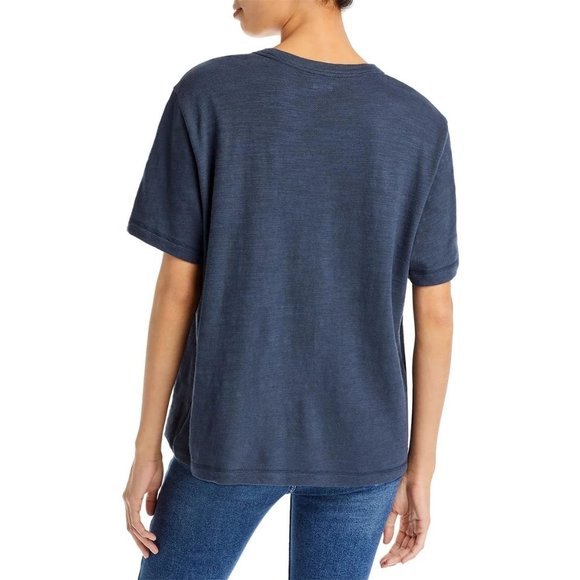 FAHERTY Slub Cotton Short Sleeve T-Shirt in Blue Night - NWT - Picture 2 of 3